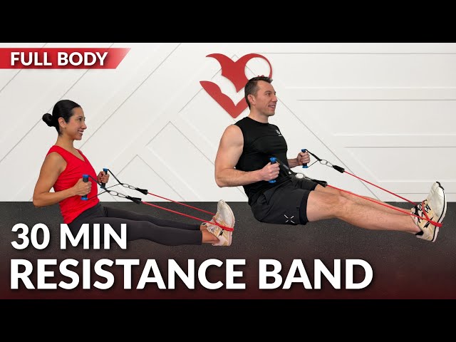 30 Min Resistance Band Workout Full Body at Home for Weight Loss & Strength for Beginners thru INTMD