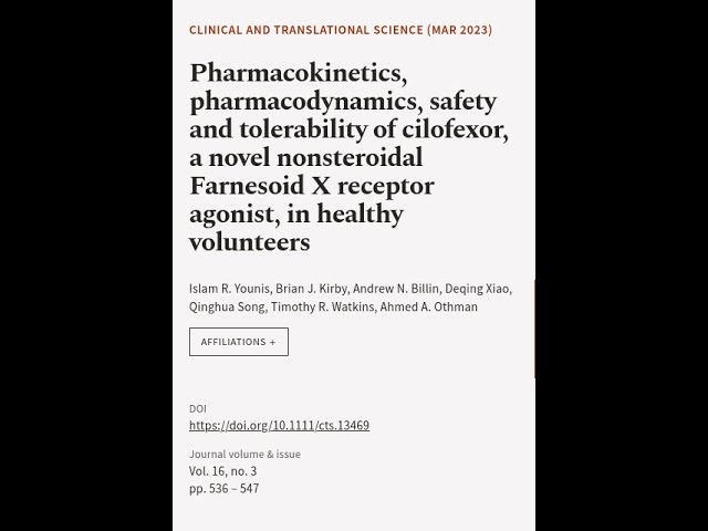 Pharmacokinetics, pharmacodynamics, safety and tolerability of cilofexor, a novel non... | RTCL.TV