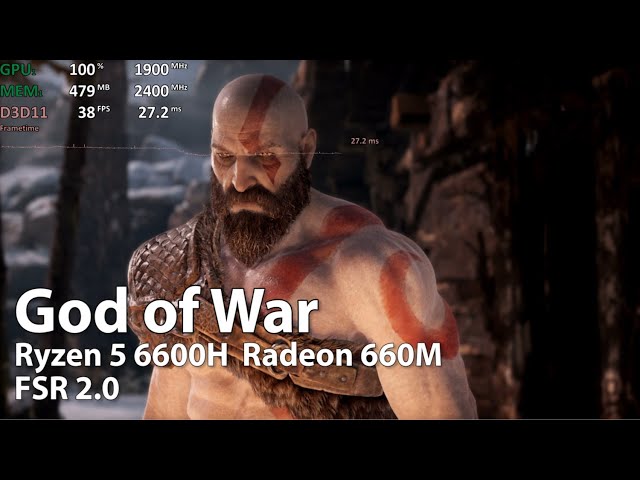 Radeon 660M Test - God of War with FSR 2.0 - Ryzen 5 6600H APU