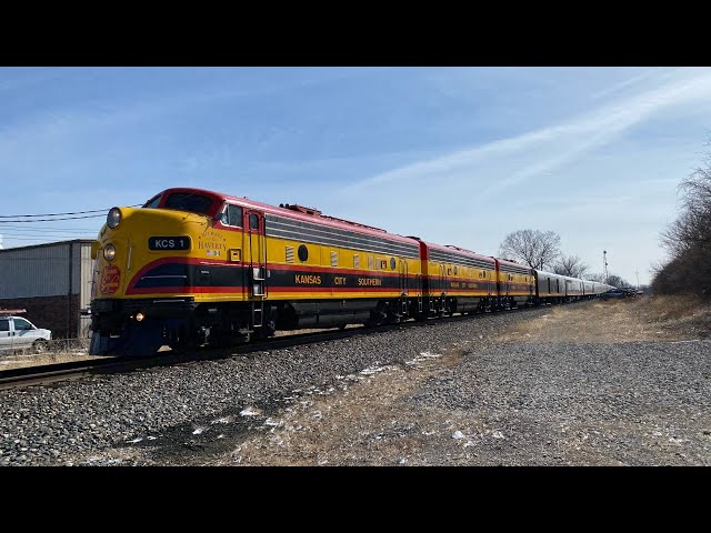 KCS FP9s Leading NB OCS Train. Grandview, MO 2/25/22