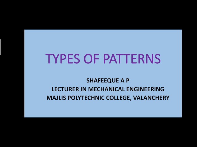 TYPES OF PATTERNS (MP MODULE: IV; PART-1)