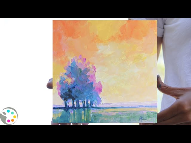 Sunset Landscape Painting / Acrylic Painting / Step-by-Step Tutorial