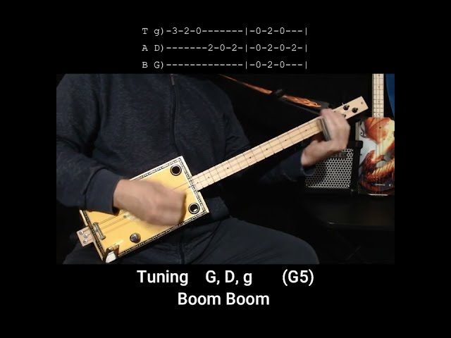 Boom Boom (Boogie Chillin')  John Lee Hooker - (No Chat) Lesson for 3 string Cigar Box Guitar w tabs