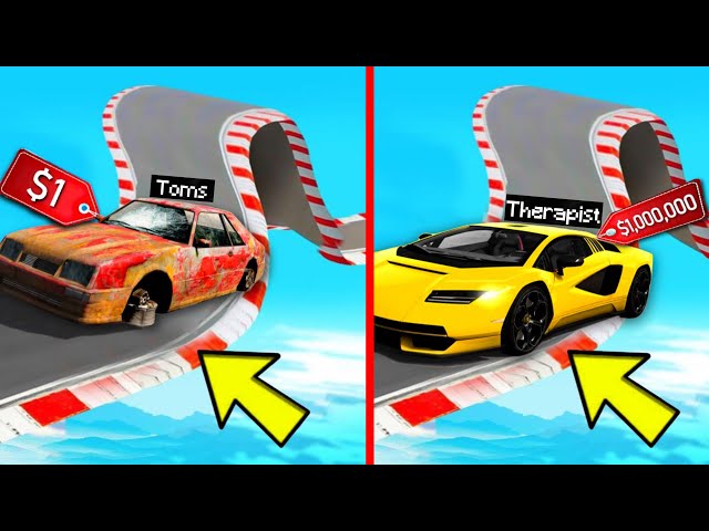 GTA 5 : $1 Car VS $1,000,000 Car STUNT RACE CHALLENGE ..!!