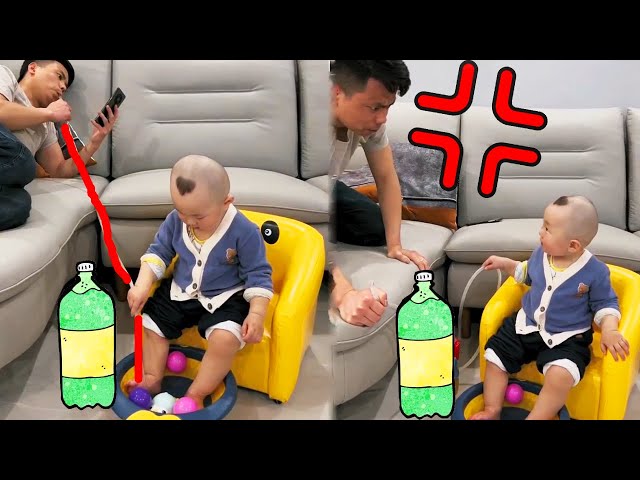 Dad Plays With Phone, Cute Baby Lets Him Drink Foot Washing Water#comedy #cutebaby#funnyvideos#smile
