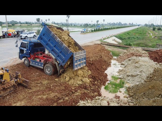 EP5 | UPDATE!! Use Small Dump Truck & Small Dozer MITSUBISHI Landfill up Push to clean the soil.