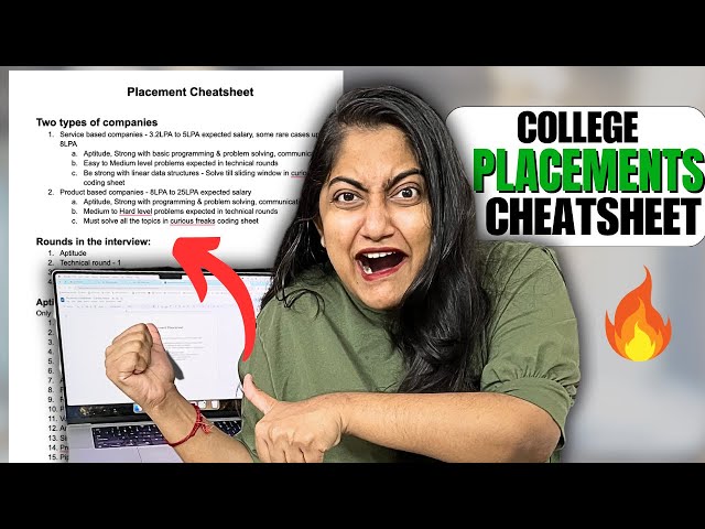 College Placement Cheatsheet🔥Get Job in First 30Days of Placement using this sheet🔴🚀
