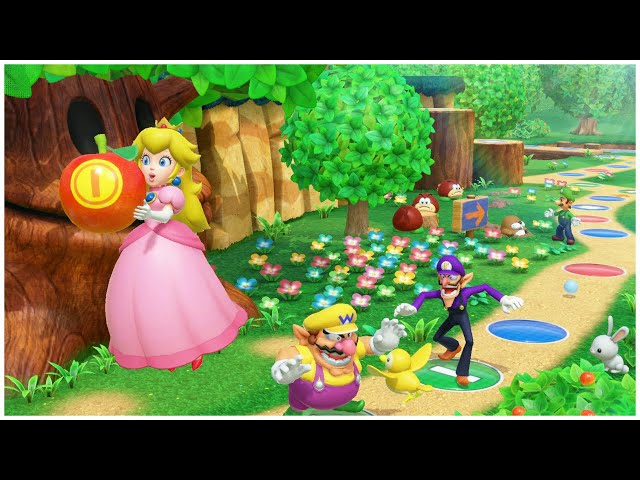 Mario Party Superstars Woody Woods Peach vs Luigi ,Waluigi & Wario
