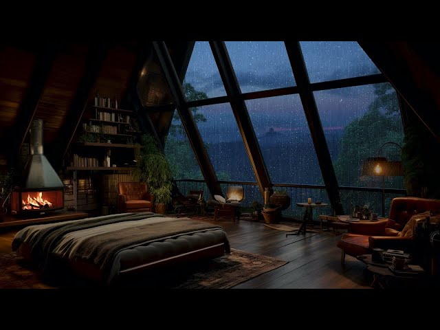 Cozy Rain on Window & Thunder - HEAVY RAIN on Roof Cabin for Deep Sleep & Insomnia Relief - 3 Hours