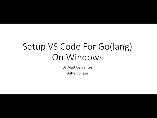 Setup VS Code For Go