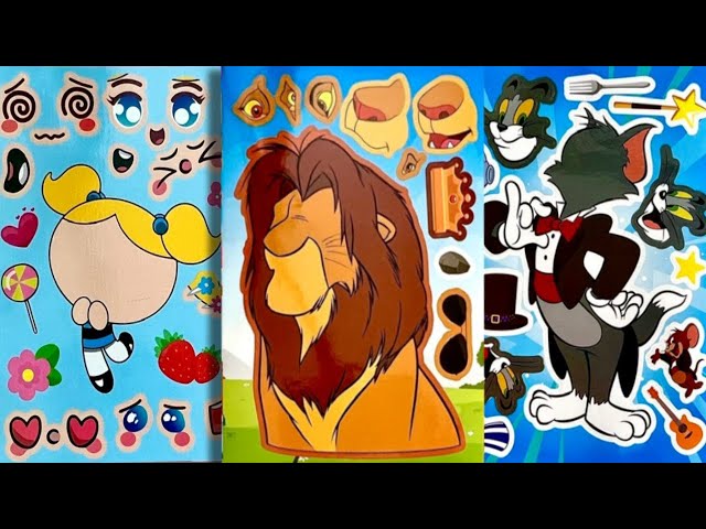 Secrets of The Lion Tom & Jerry Powerpuff Girls | Decorate with sticker book [ToyASMR] #asmr #diy