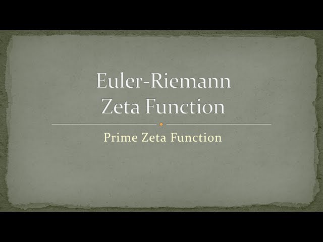 Zeta Function - Part 5 - Prime Zeta Function