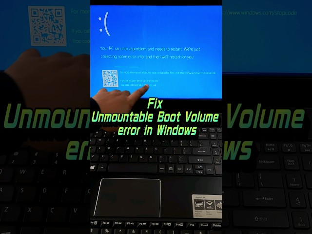 Fix Unmountable Boot Volume error in Windows 💻 #youtubeshorts #shortsvideo #shorts
