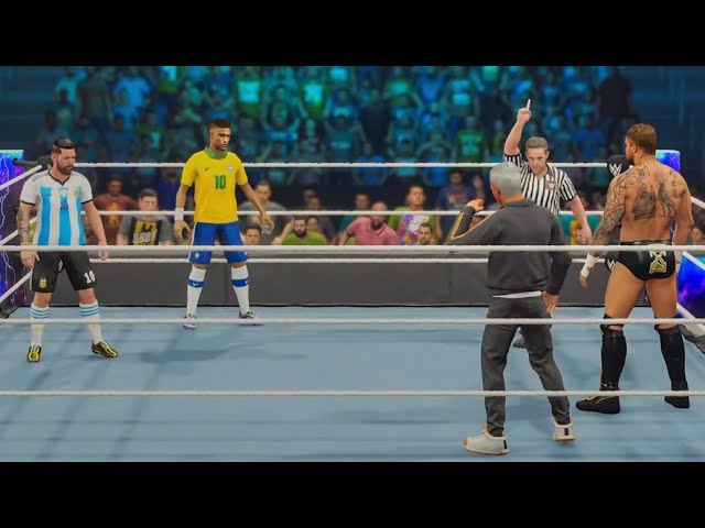 WWE 2K23 - Messi & Neymar Jr vs José Mourinho & Karrion Kross| PS5 Gameplay 4K HDR - 060723