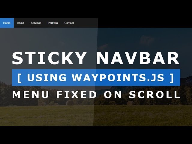 Sticky Navbar Using Waypoints.js - Menu Fixed Top On Scroll jQuery - Simple jQuery Plugin Tutorial