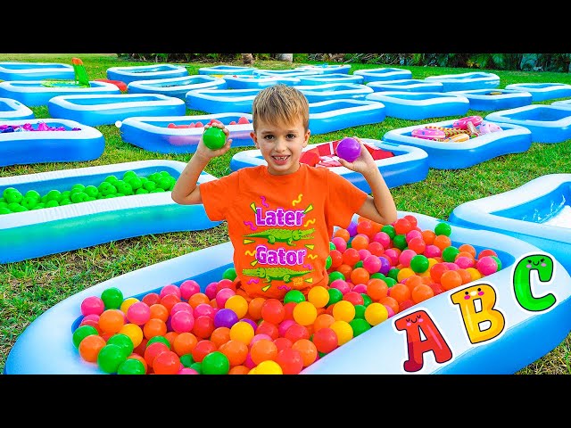 Vlad and Niki Learn English Alphabet with pools | ABC