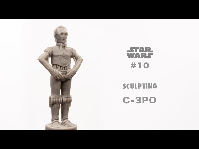 Sculpting C-3PO from STAR WARS out of polymer clay. Supersculpey Medium + Cernit Tutorial #10.