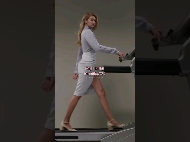 Gigi Hadid Practice VS Runway 🤯❤️‍🔥 #shortsfeed #gigihadid #supermodel #catwalk #model