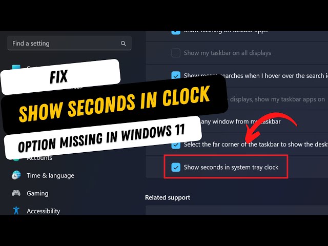 Fix - "Show Seconds in System Tray Clock" Option Missing in Windows 11