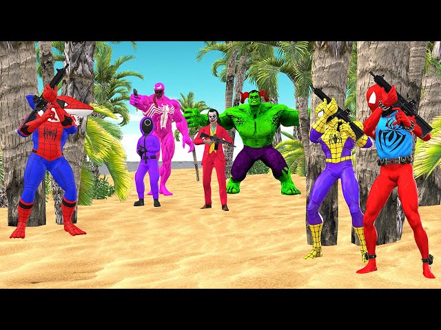 OMG Spiderman Team vs Shark Spider-man Boxing Joker and his Gang & Hulk Venom 3 | Superhero X
