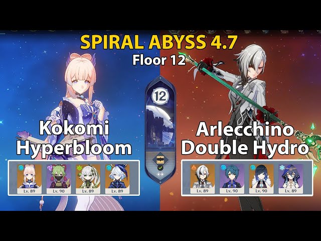 Spiral Abyss Floor 12 (4.7) Kokomi Hyperbloom and Arlecchino Double Hydro + BUILD | Genshin Impact