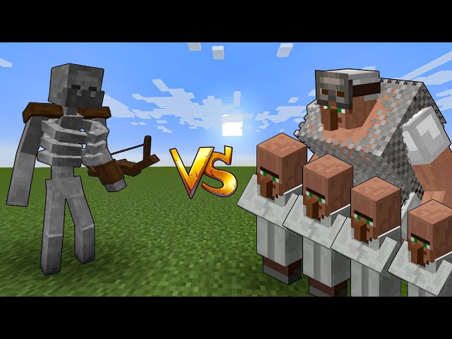 Minecraft Skeleton Vs Villagers Fight Bedrock Edition||❤‍🔥