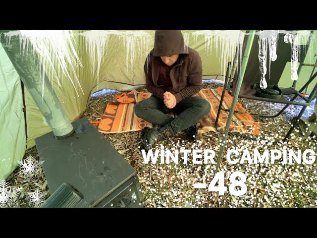 Extreme winter snow storm -45° Solo Camping 4 Days | Snowstorm Tent Inside Tent Winter Camping