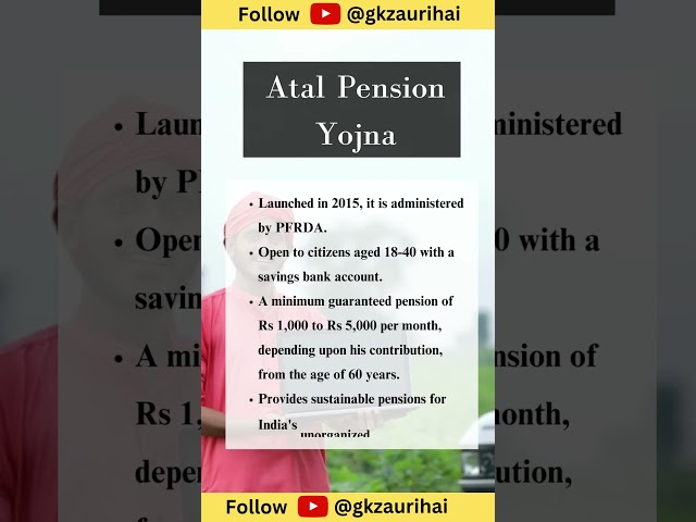 Atal Pension Yojana | Important Schemes | Gk Notes | Static Gk #shorts #govtjobs #gk