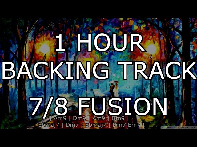 Fusion backing track in 7 over 8 with key change (1 hour)