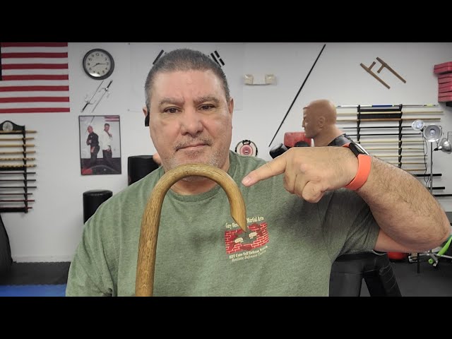 Cane Self Defense with the pop-up strike and a few swings with the crook end of your cane.