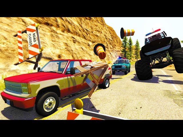 CRAZY CLIFF SIDE POLICE CHASES AND TAKEDOWNS! - BeamNG Drive Crash Test Compilation Gameplay