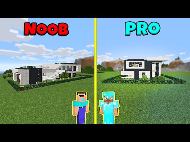 Minecraft NOOB vs PRO: MODERN BEACH HOUSE BUILD CHALLENGE in Minecraft Animation