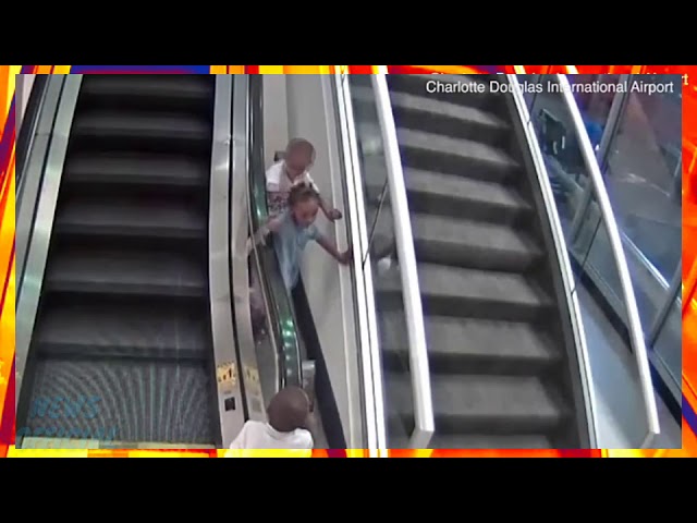 Harrowing video shows boy, three, playing on an escalator moments
