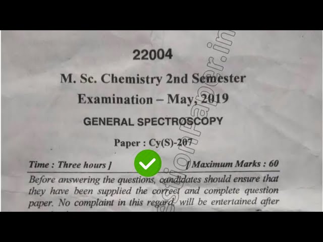 [2019] Mdu MSc Chemistry 2nd Sem General Spectroscopy Question Paper