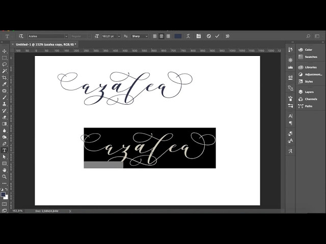 How to Access Alternative Glyphs in Adobe Photoshop CC-Azalea.otf
