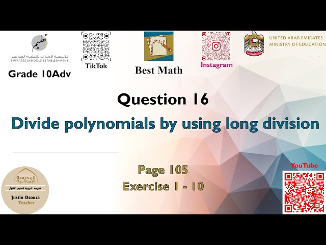 Long Division of Polynomials | Q16 P2 | 10A | EoT3 |
