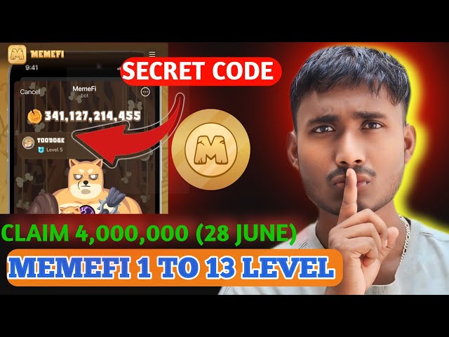 🤑(Level 1-13) Memefi Secret Reward Combo |Memefi 4,000,000 Coins Code | Memefi Secret Code |#Memefi