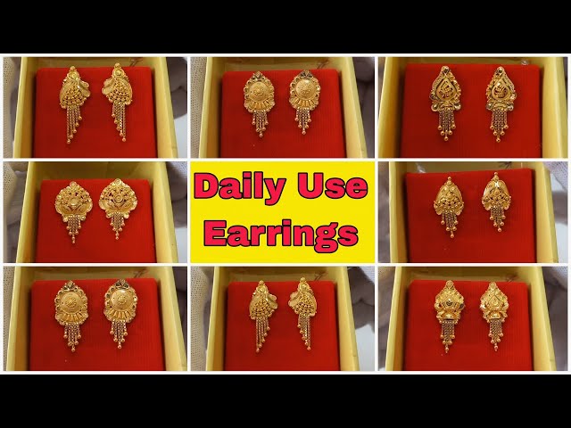 Gold Stud Earrings Designs For Daily Use With Price || Gold Ear Tops Design