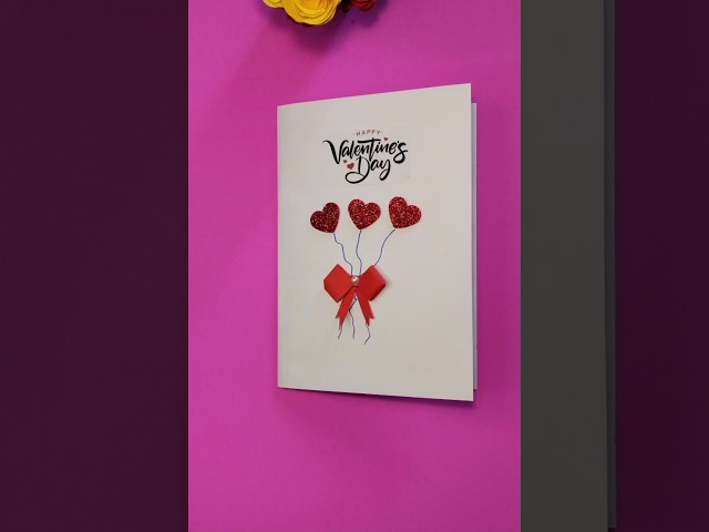 Valentines greeting cards. DIY pop-up hearts. Handmade card for Valentines day.