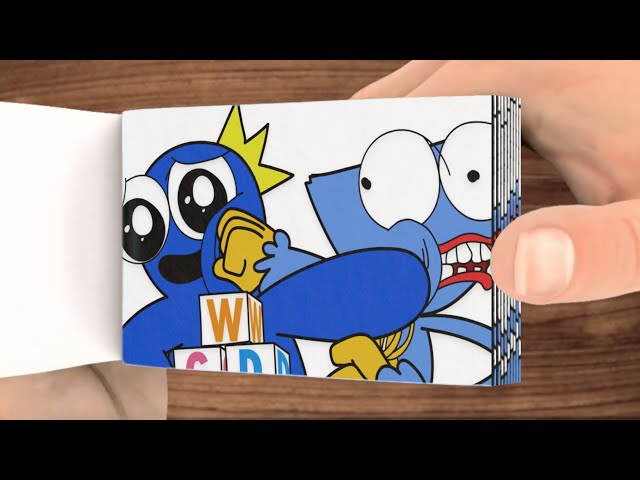blue x huggy wuggy | rainbow friends vs poppy playtime animation - flip book