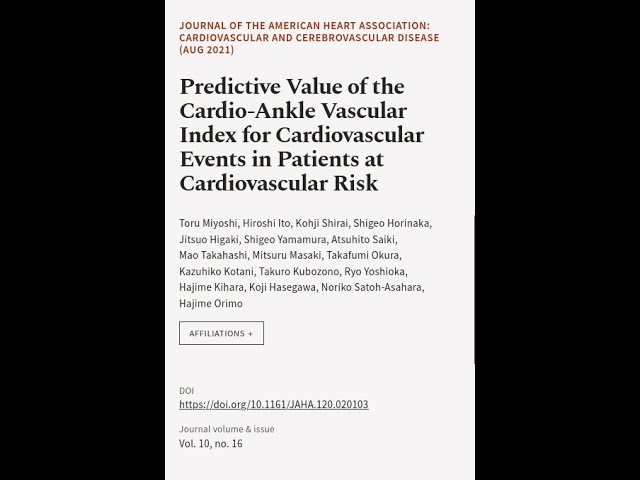 Predictive Value of the Cardio‐Ankle Vascular Index for Cardiovascular Events in Pati... | RTCL.TV