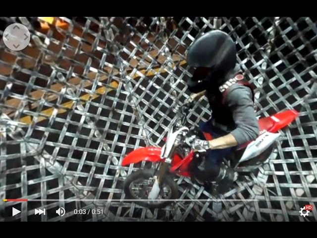 360 Grad Video: RZ Redakteure und FlicFlac-Biker im Kugel-Käfig