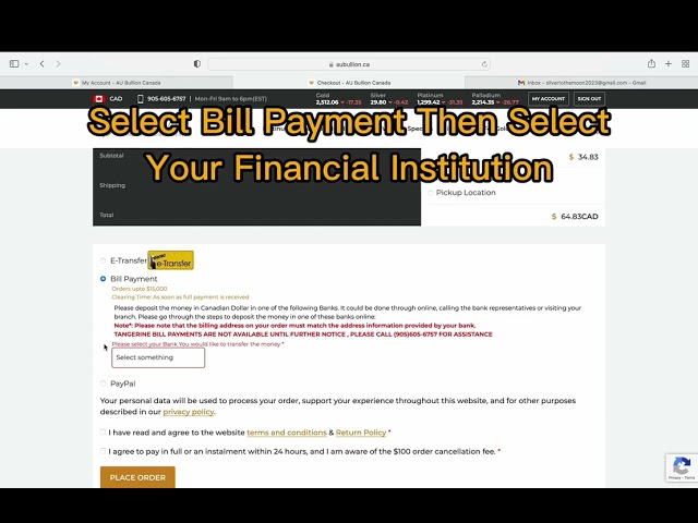 Paying VIA Bill Payment on AU Bullion