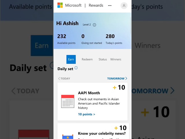 Microsoft Reward Spin to Win contest || Microsoft Bing Reward Trick  || #shorts #microsoft #rewards
