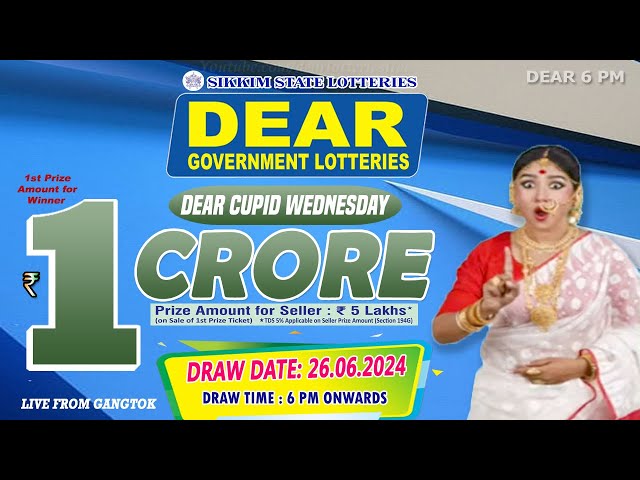 LOTTERY LIVE DEAR 6 PM 26.06.2024 SIKKIM STATE LOTTERY LIVE DRAW LOTTERY SAMBAD LIVE FROM GANGTOK