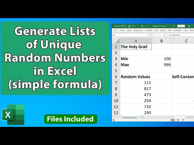 Generate a Unique List of Random Numbers in Excel With a Simple Formula