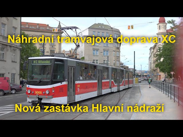 Náhradní linka XC během výluky stanice metra Florenc Hlavní nádraží - Vltavská | 8K HDR