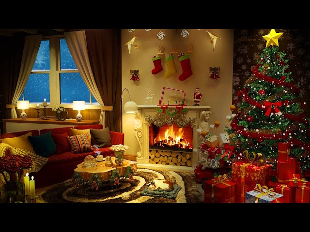 Christmas Music Collection - Blizzard Sounds and a Crackling Fireplace - Merry Christmas