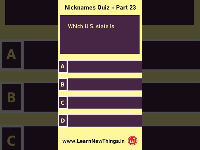 Nicknames Quiz - Part 23/25 | #shorts | 7 Questions | General Knowledge Quiz
