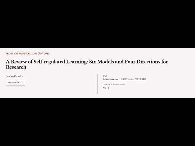 A Review of Self-regulated Learning: Six Models and Four Directions for Research | RTCL.TV